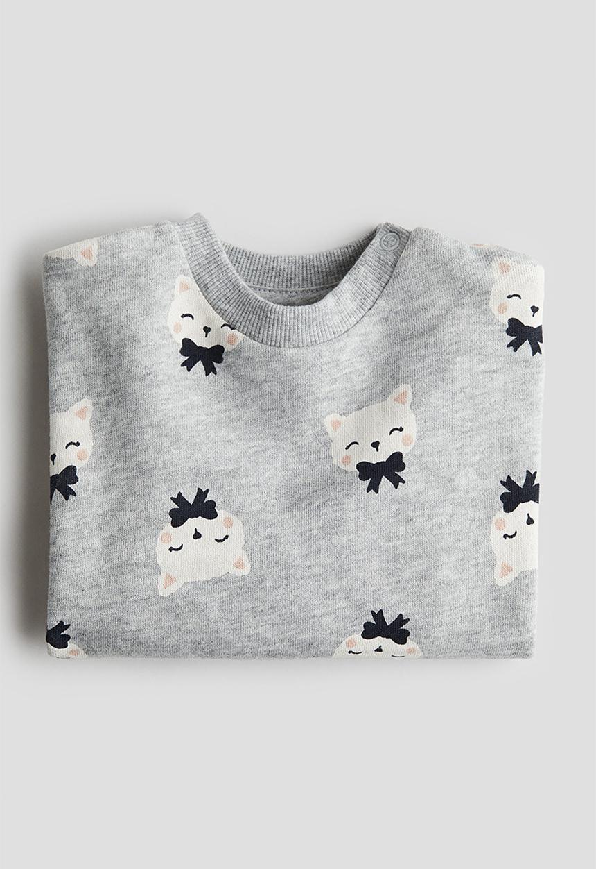H&M - Printed sweatshirt - light grey marl cats