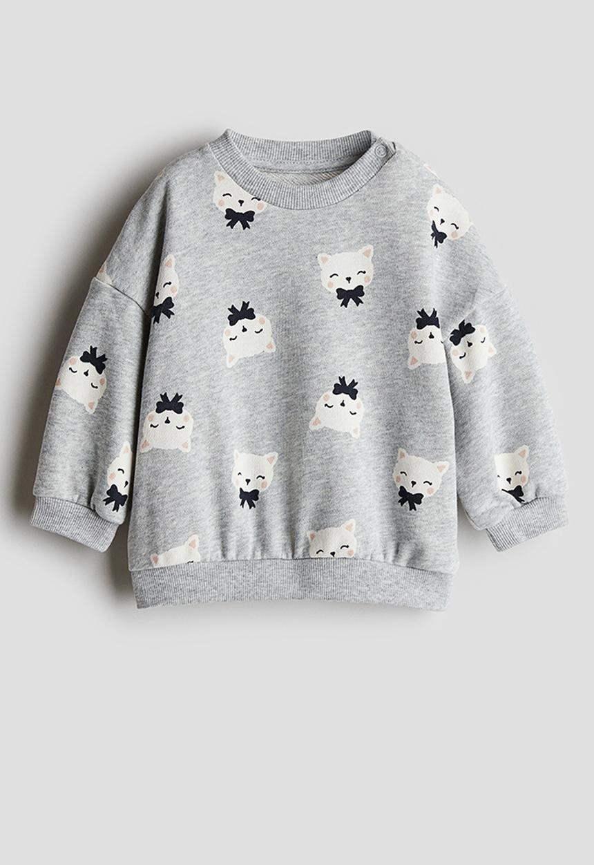 H&M - Printed sweatshirt - light grey marl cats