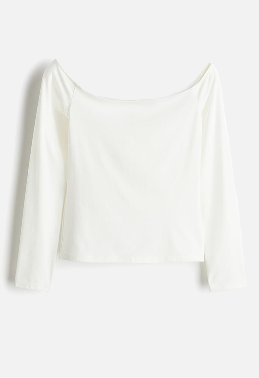H&M - Off-the-shoulder jersey top - cream