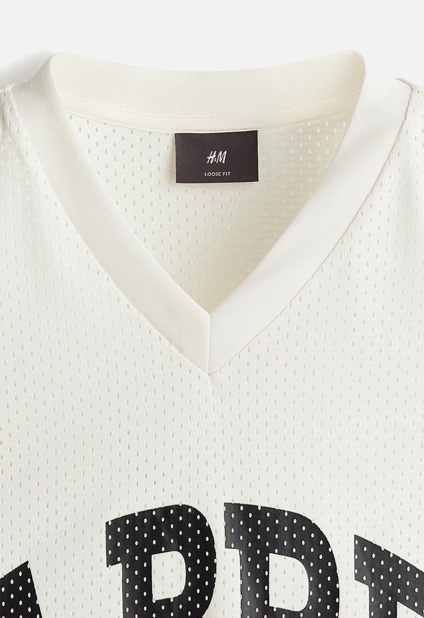 H&M - Loose fit printed mesh t-shirt - white la brea