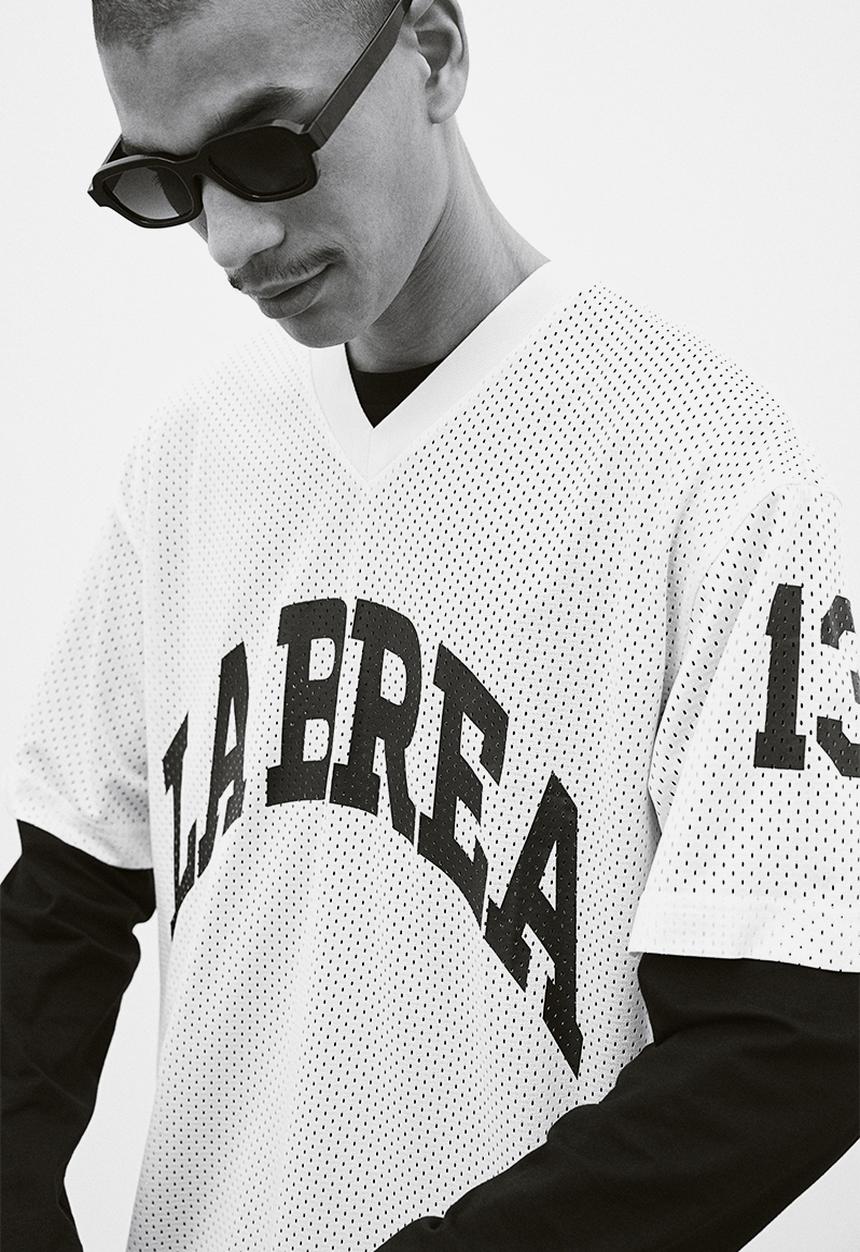 H&M - Loose fit printed mesh t-shirt - white la brea