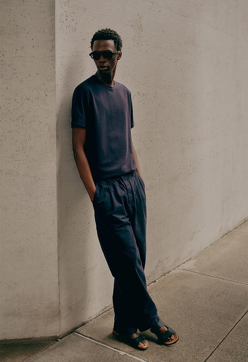 H&M - Regular fit waffled t-shirt - navy blue