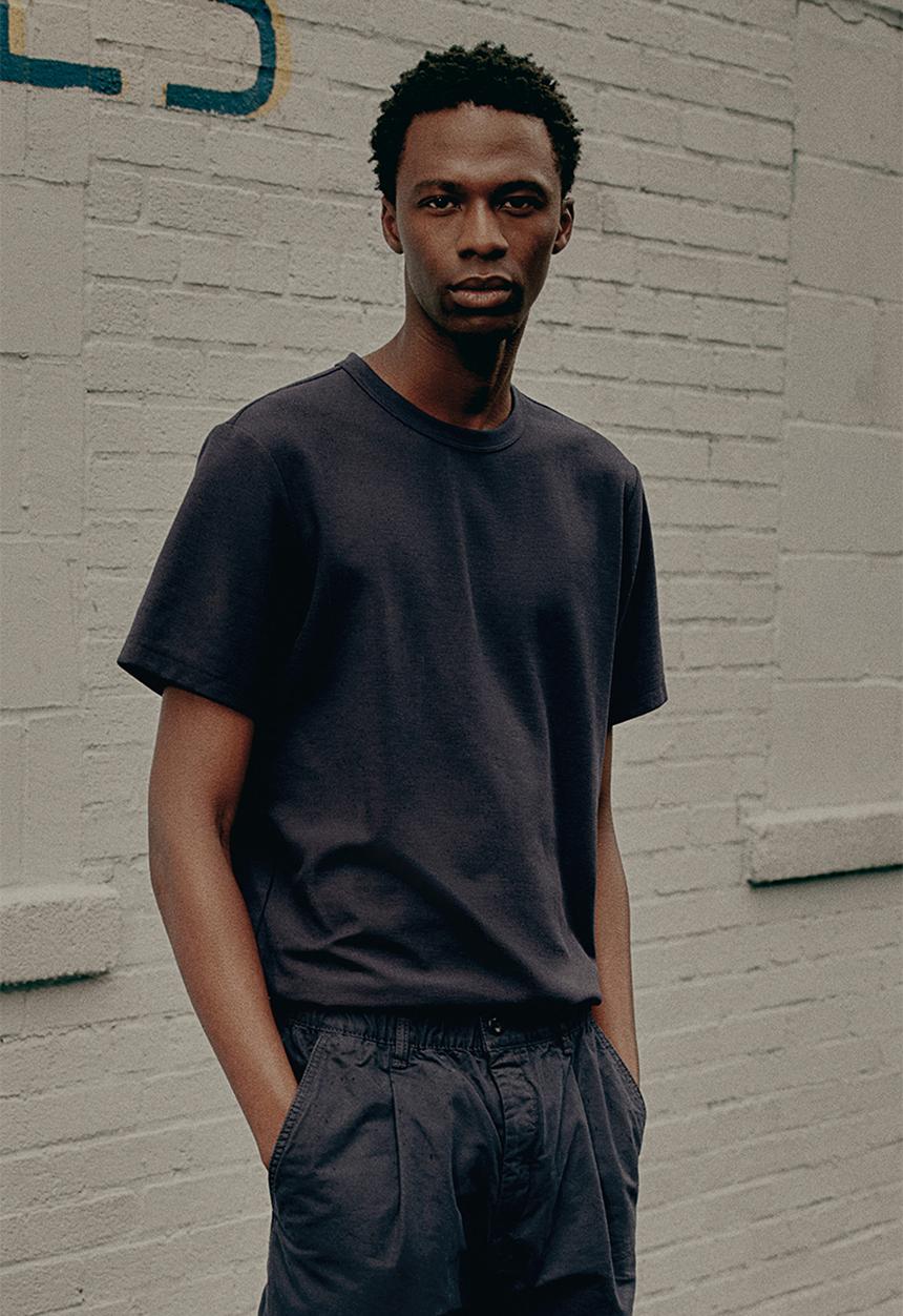 H&M - Regular fit waffled t-shirt - navy blue