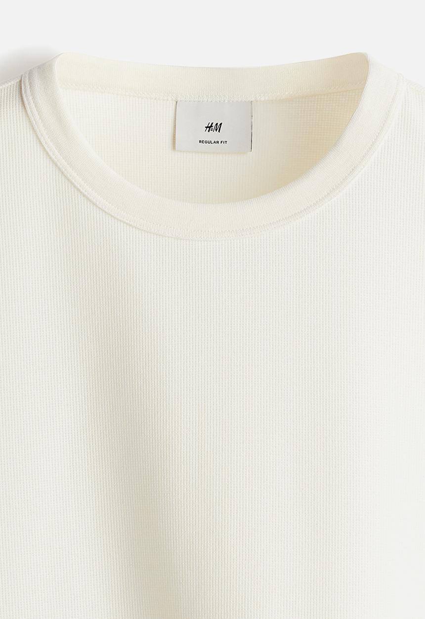 H&M - Regular fit waffled t-shirt - white