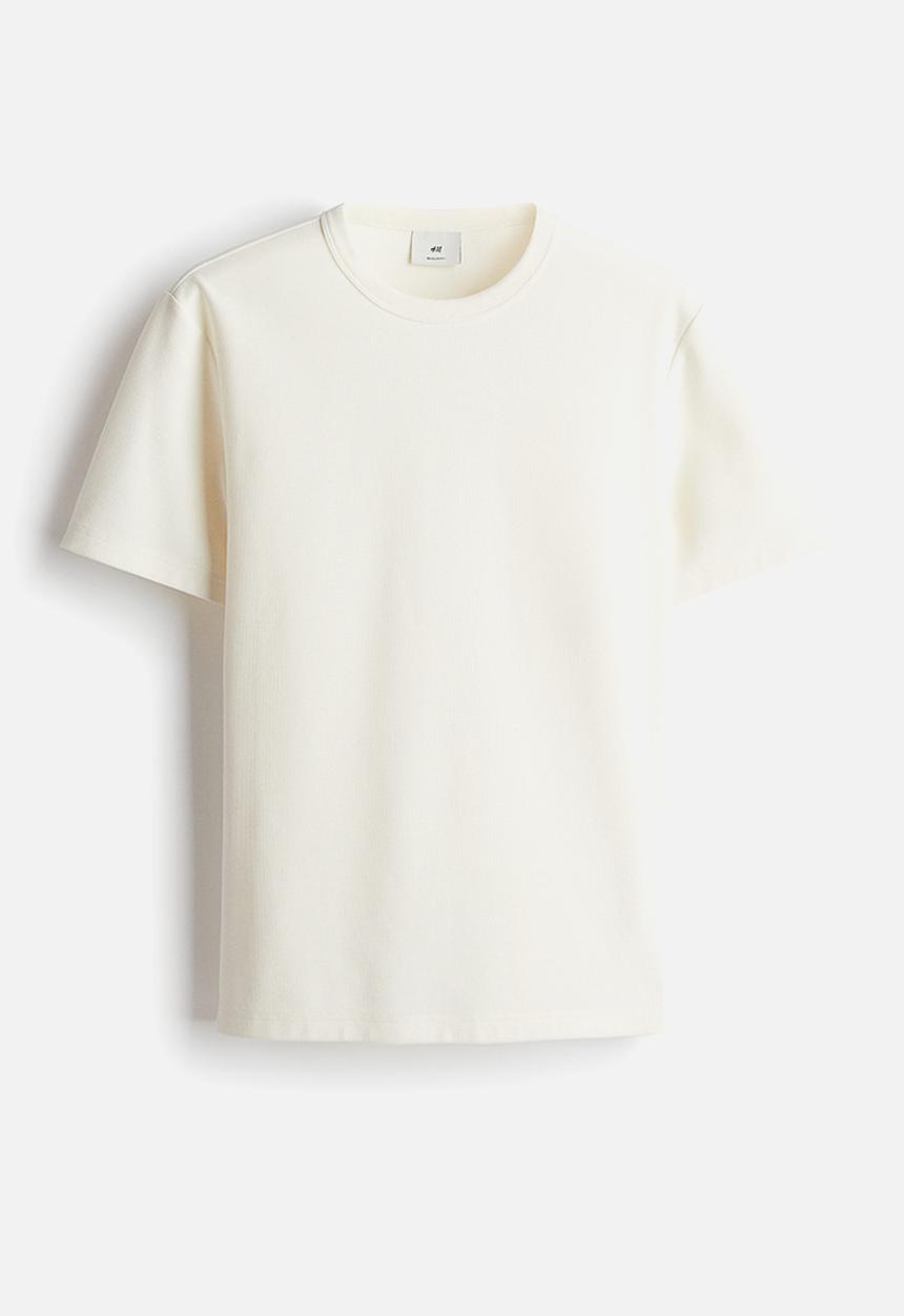 H&M - Regular fit waffled t-shirt - white