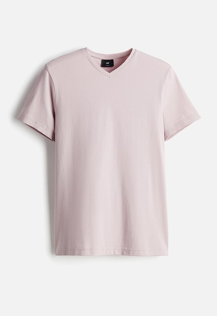 H&M - Slim fit v-neck t-shirt - pink