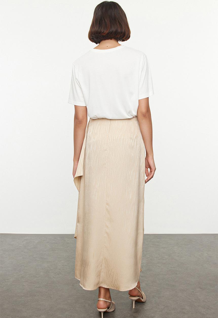 Trendyol - Self-Patterned Woven Satin Skirt - Beige 