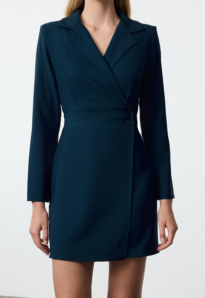 Trendyol - Button Detailed Mini Jacket Dress - Petrol