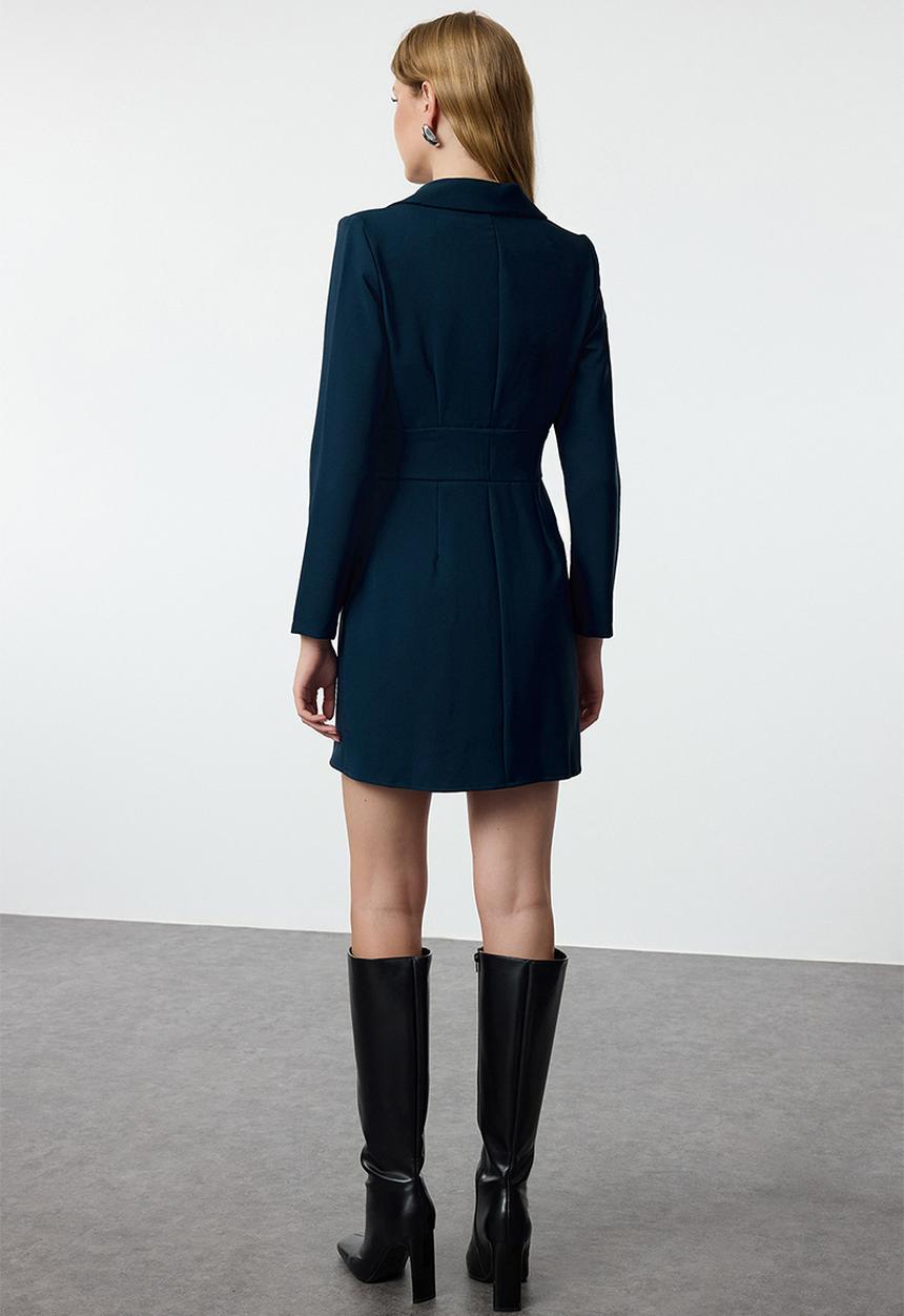 Trendyol - Button Detailed Mini Jacket Dress - Petrol