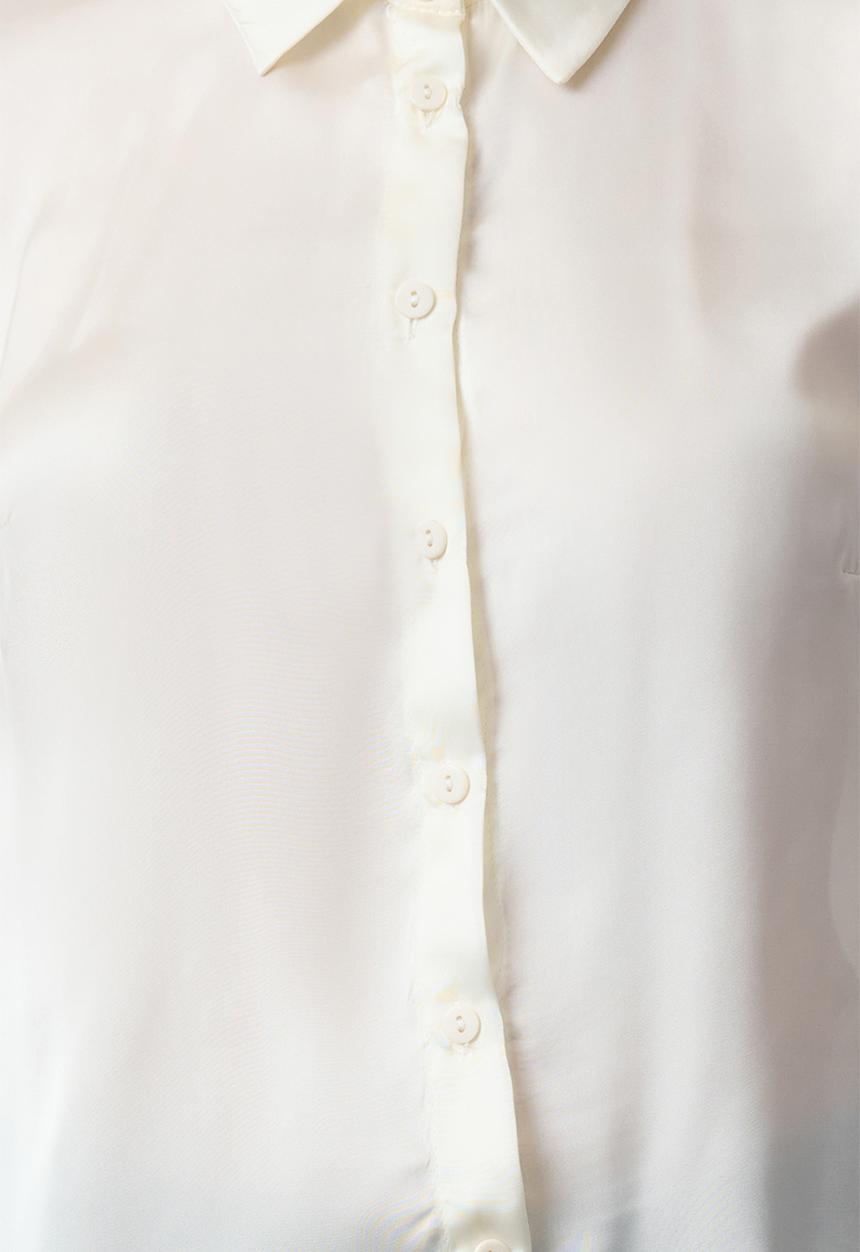Trendyol - Satin fabric regular pattern woven shirt - white