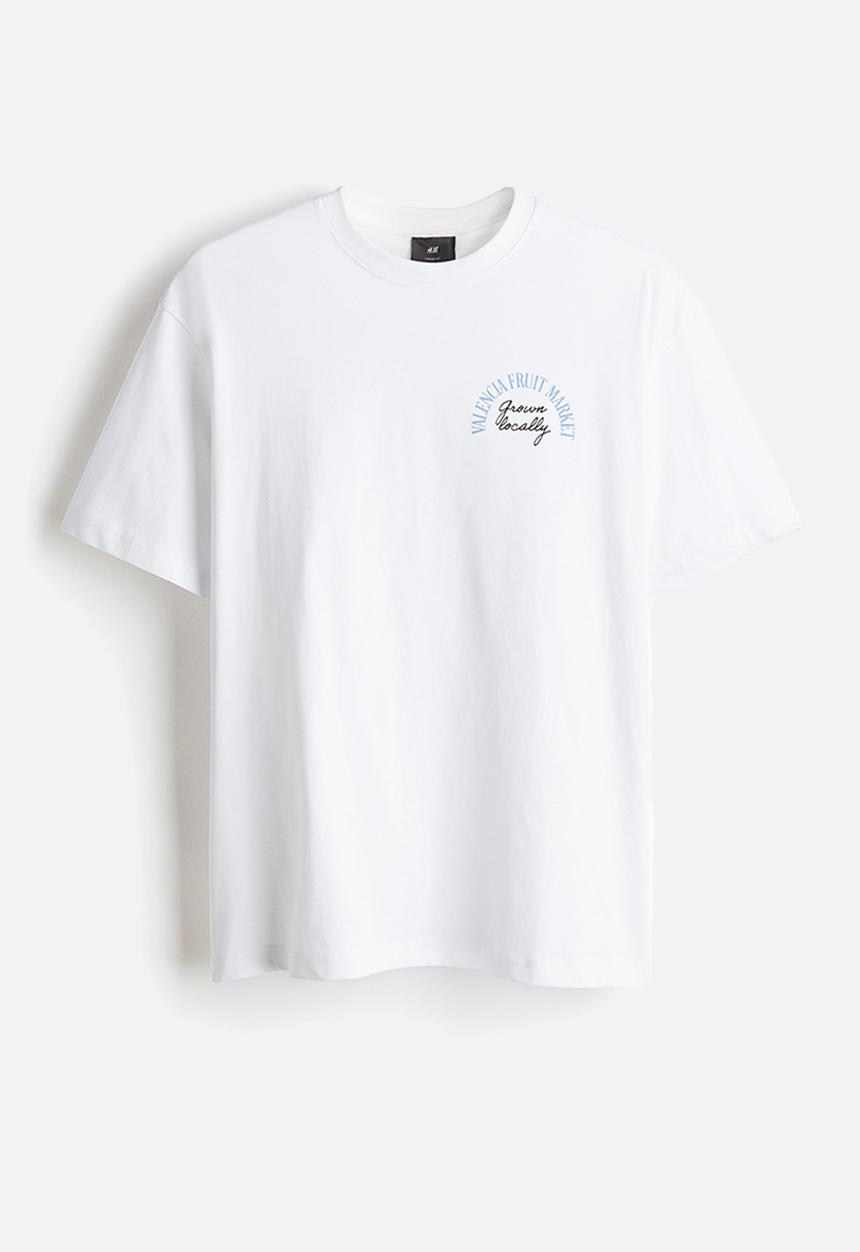 H&M - Loose fit printed t-shirt - white valencia