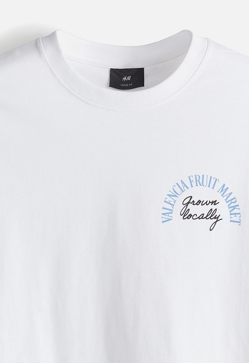 H&M - Loose fit printed t-shirt - white valencia