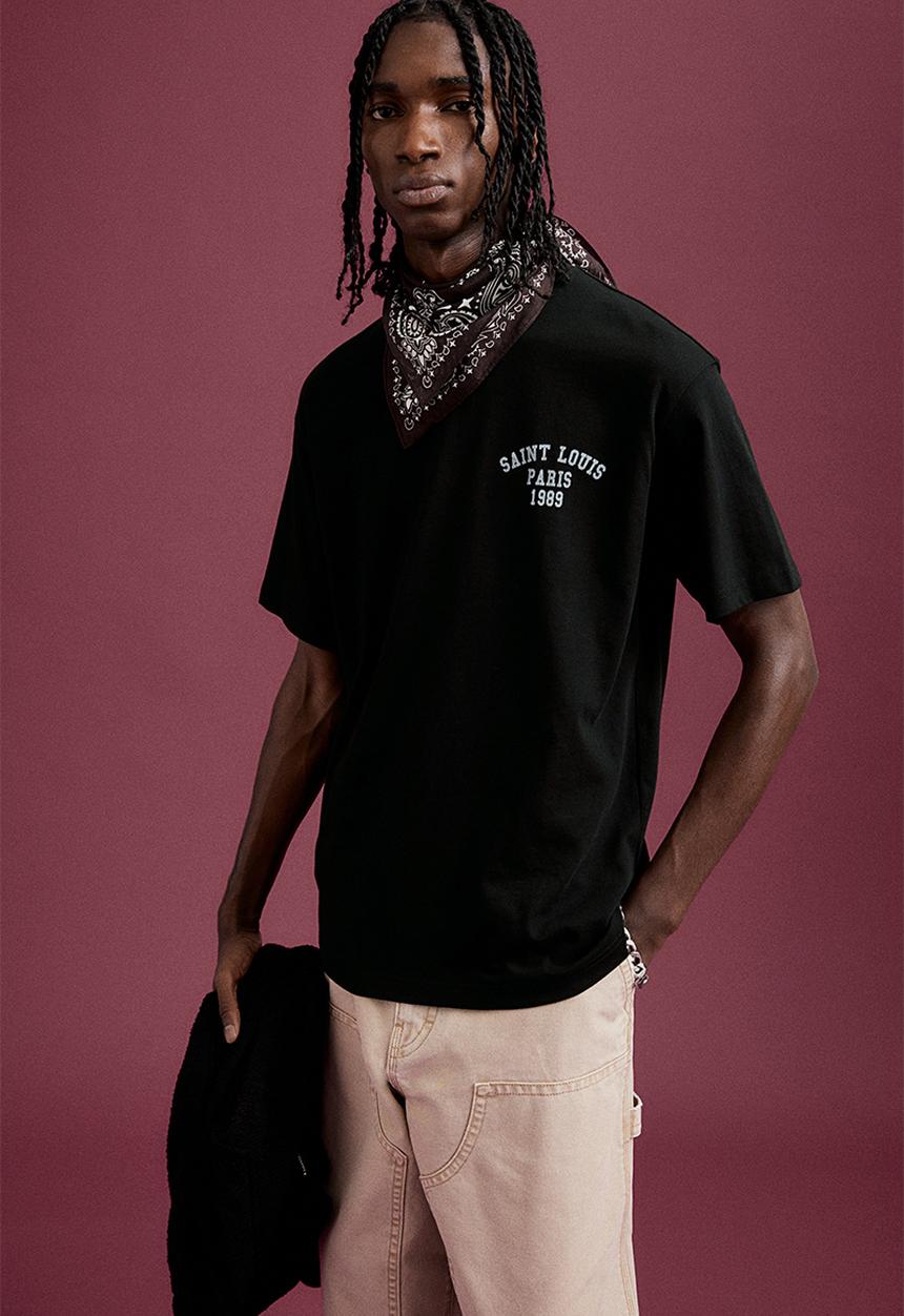 値下げSAINT LOUIS ブラック オブジェ Loose fit printed t-shirt - black/saint louis - 1034065134