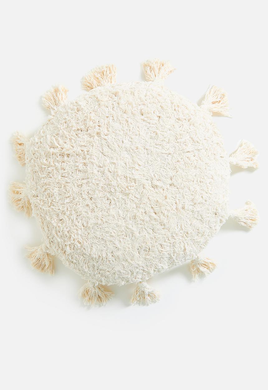 Sixth Floor - Crochet round cushion w filler - Milk