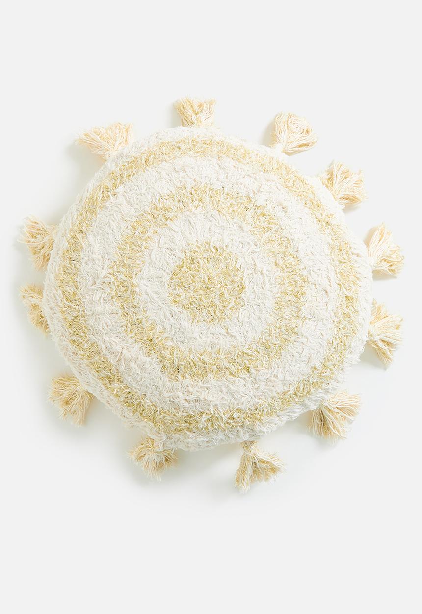 Sixth Floor - Crochet round cushion w filler - Natural