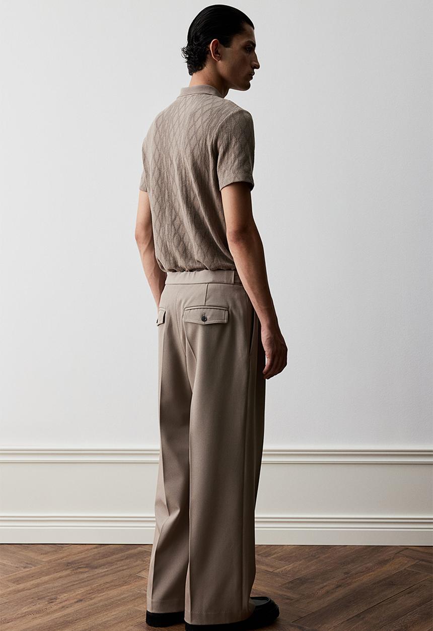H&M - Slim fit textured polo shirt - greige