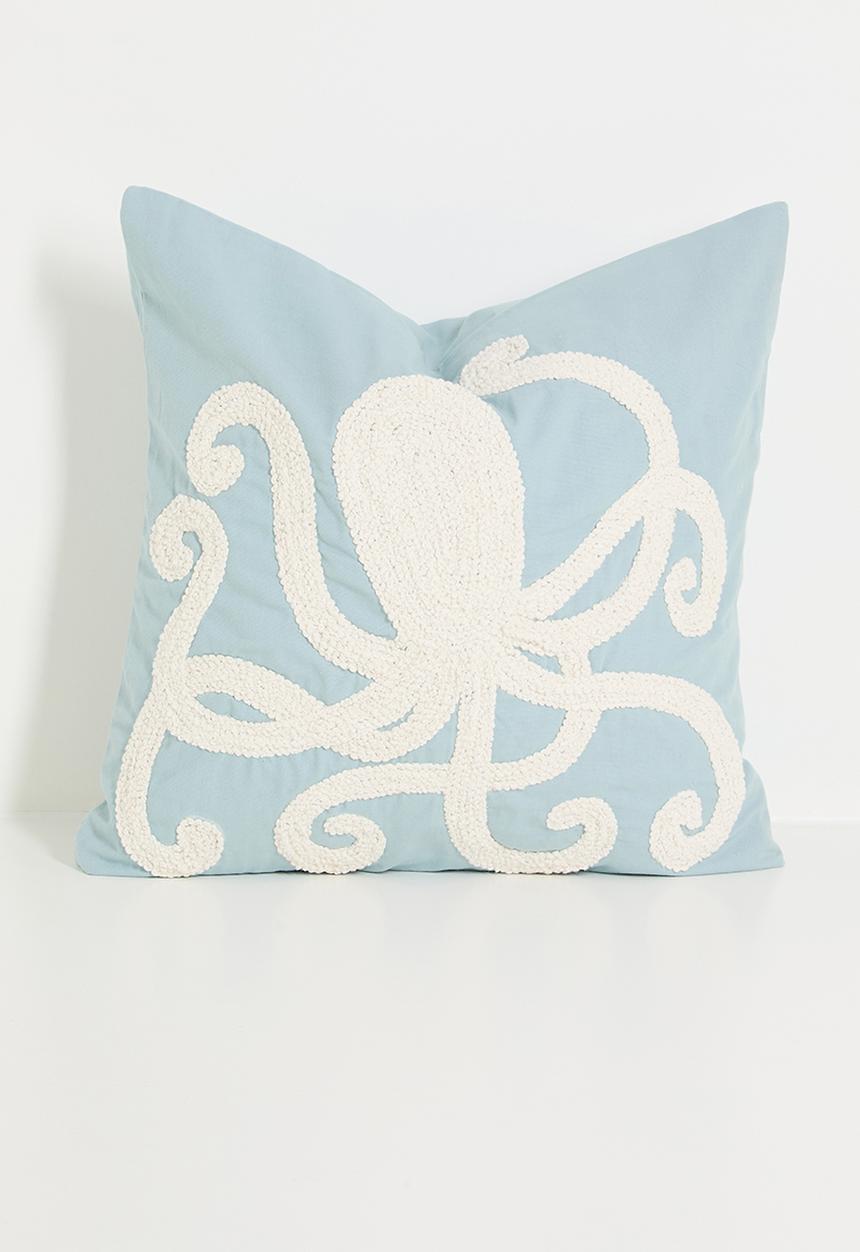 Sixth Floor - Octa embroidered cushion cover - Blue