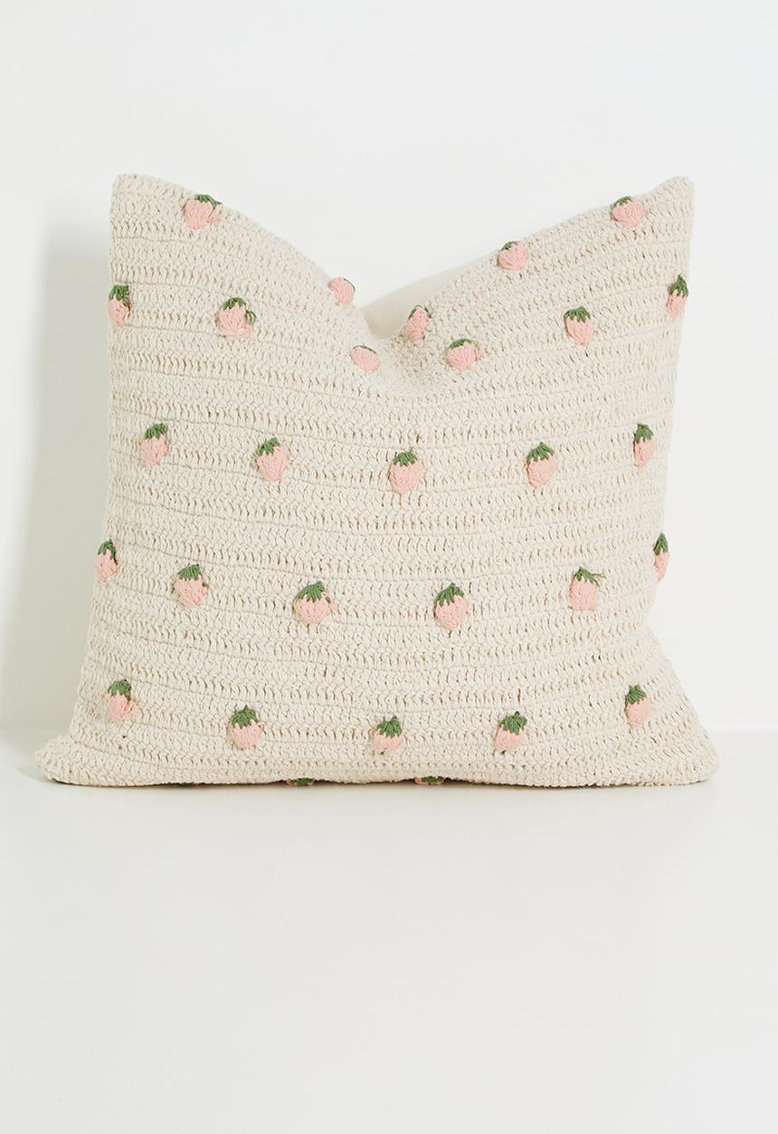 Sixth Floor - Strawberry crochet cushion cover - neutral