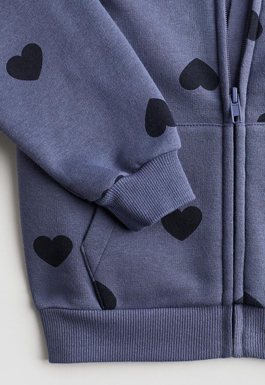 H&M - Zip-through hoodie - blue/hearts