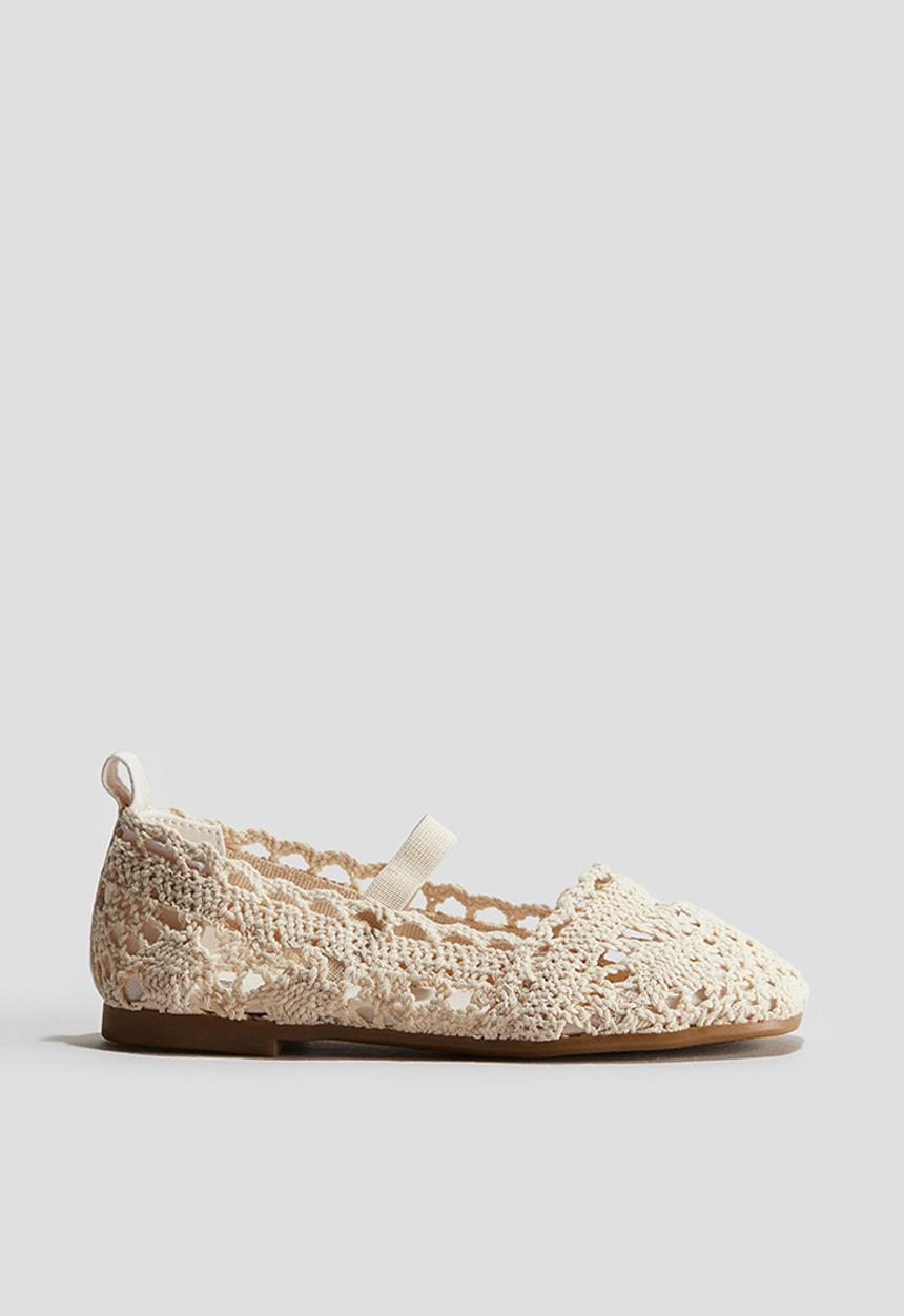 H&M - Crochet-look ballet pumps - white