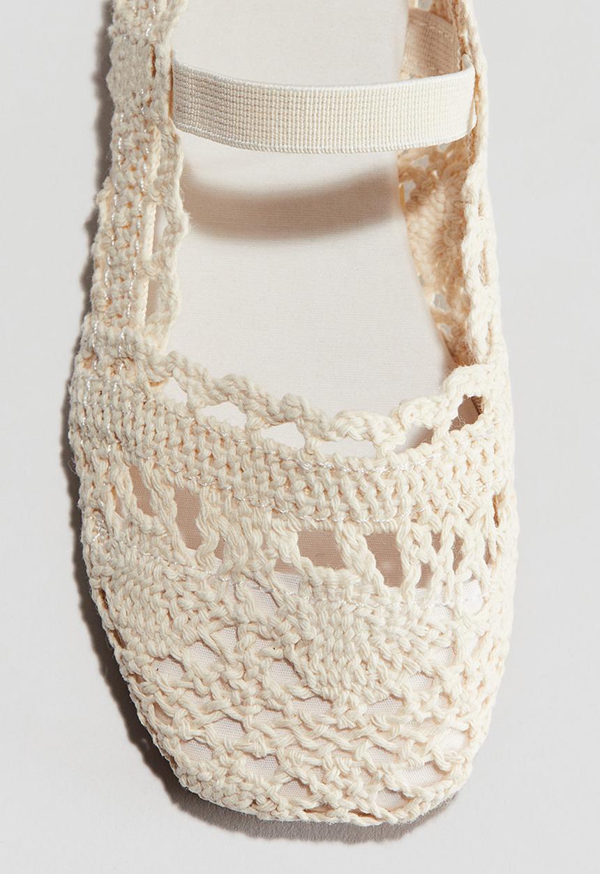 H&M - Crochet-look ballet pumps - white