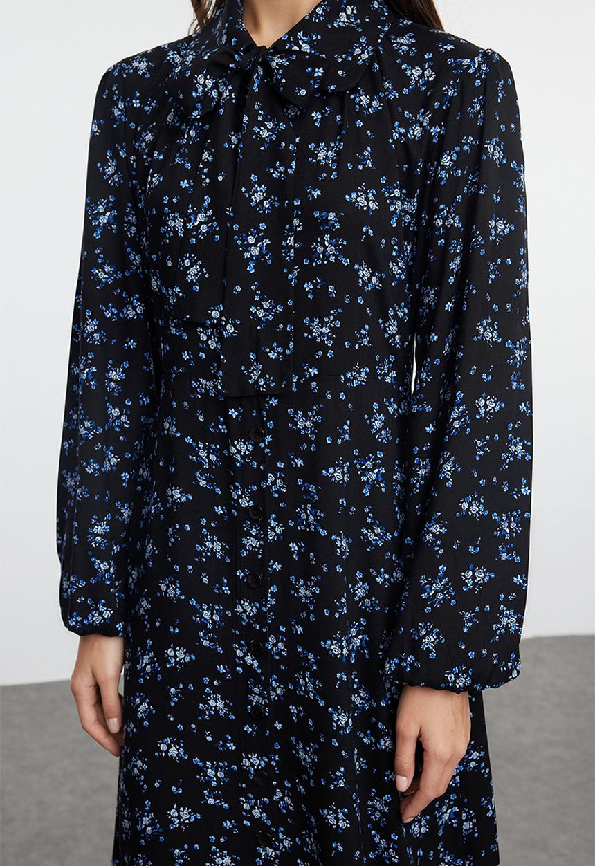 Trendyol - Black Floral Woven Shirt Dress