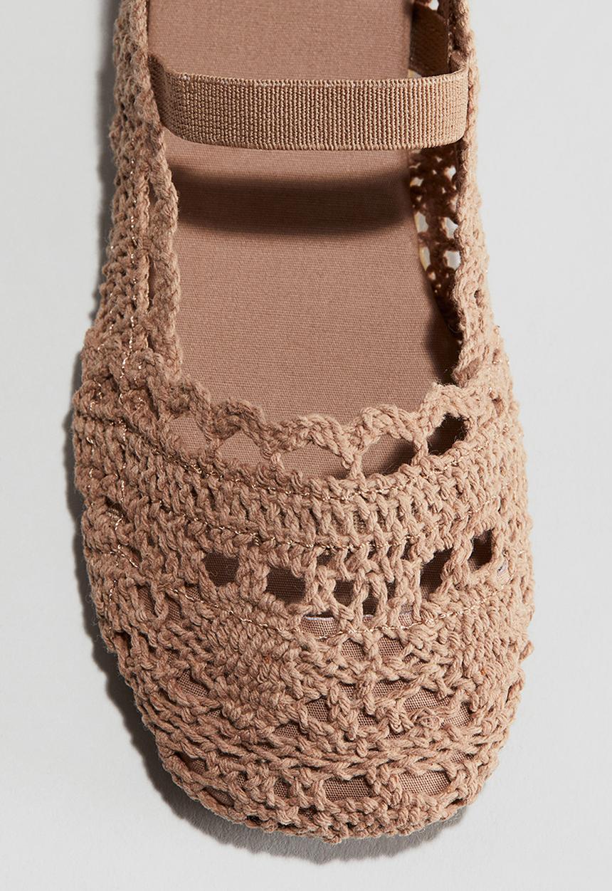 H&M - Crochet-look ballet pumps - dark beige