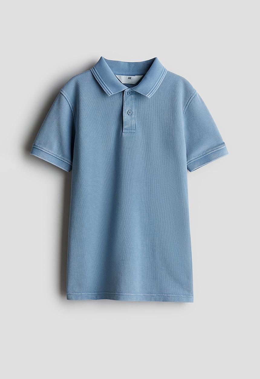 H&M - Cotton piqué polo shirt - blue