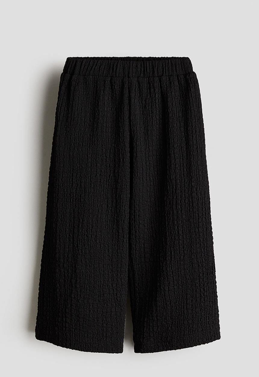 H&M - Crinkled wide trousers - black