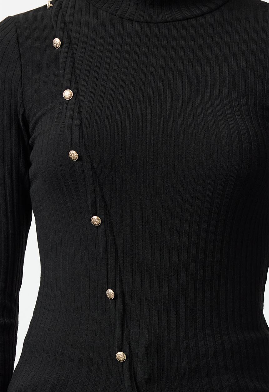 Trendyol - Black fitted long sleeve knitted sweater