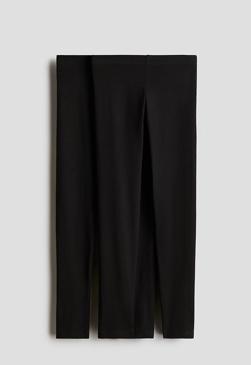 H&M - 2-Pack cotton leggings - black