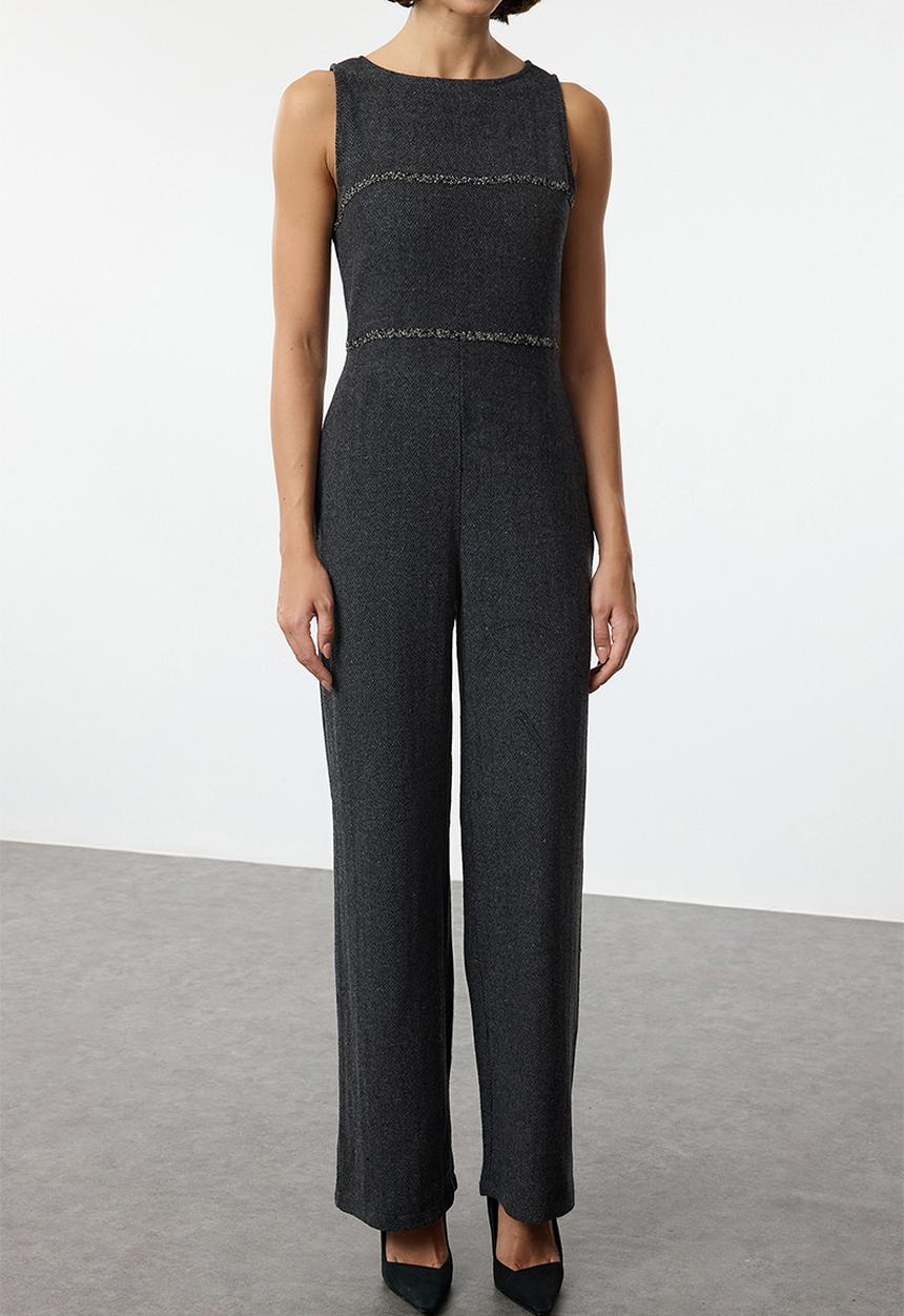 Trendyol - Anthracite Stripe Detailed Long Winter Overalls
