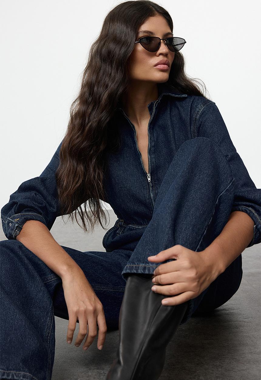 Trendyol - Dark Blue Denim Overalls