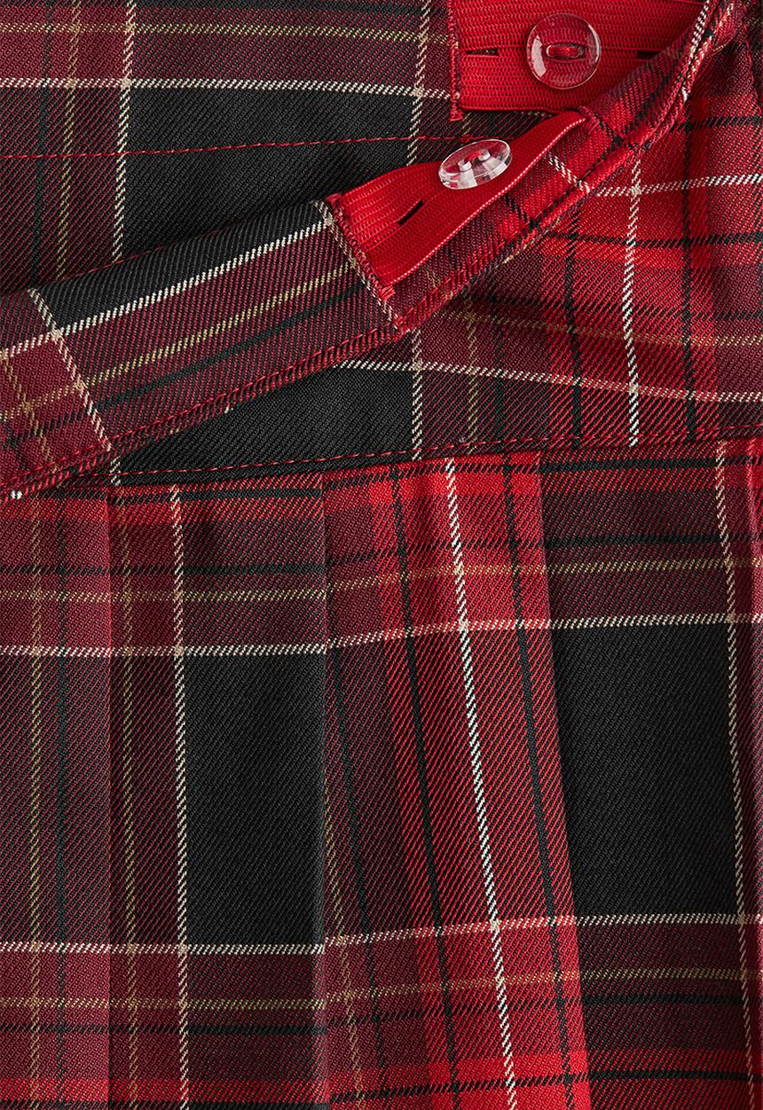 H&M - Pleated twill skirt - red checked