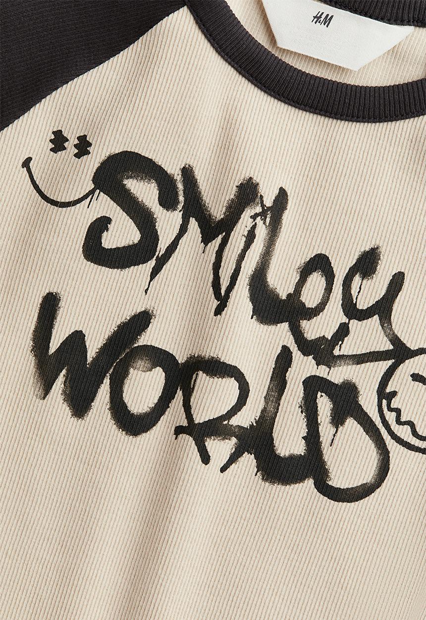 H&M - Printed T-shirt - light beige smileyworld®