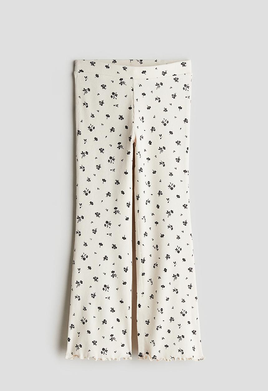 H&M - Flared leggings - natural white floral 