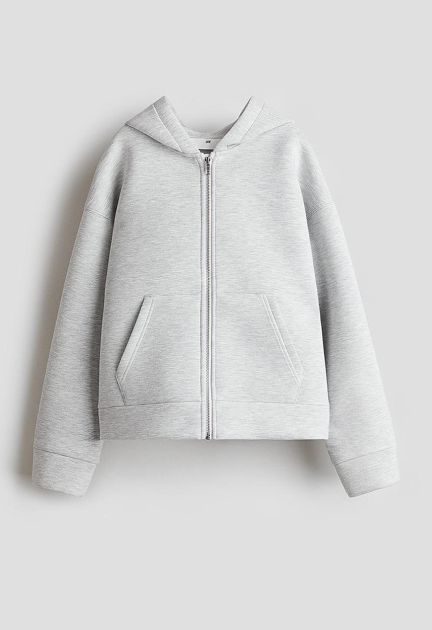 H&M - Oversized scuba hoodie - light grey marl