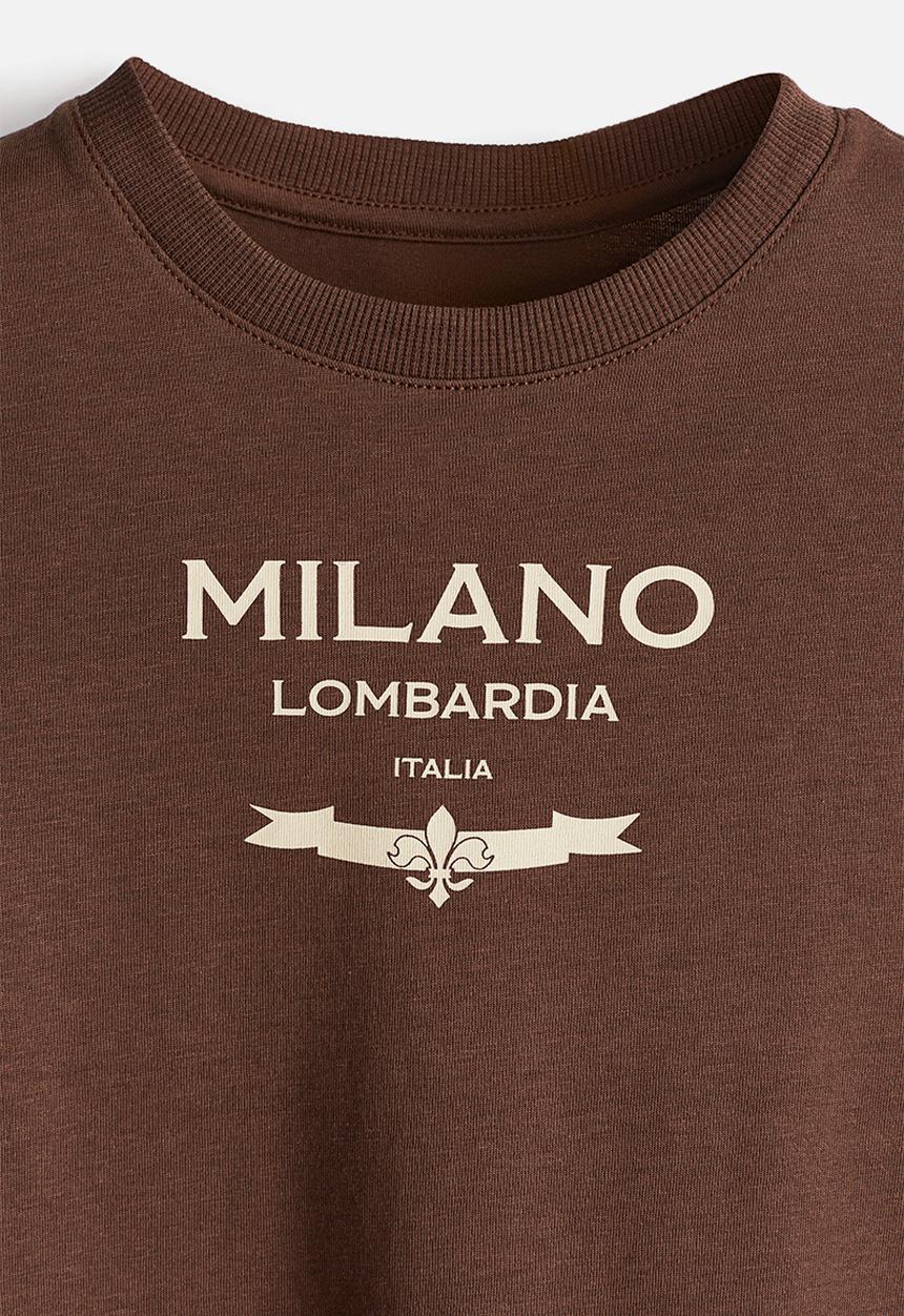 H&M - Printed T-shirt - dark brown/milano