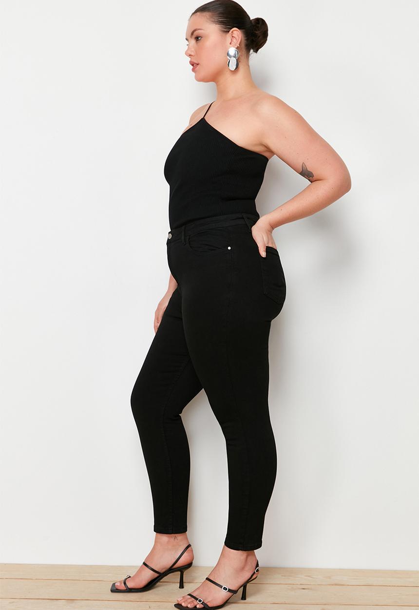 Trendyol - Plus Black High Waist Skinny Jeans