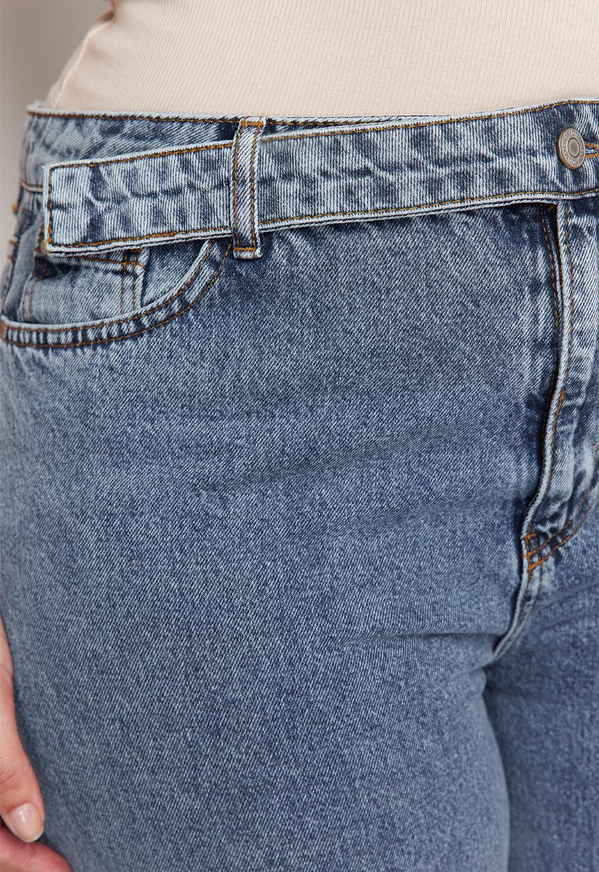 Trendyol - Plus Blue Wide Cut Jeans