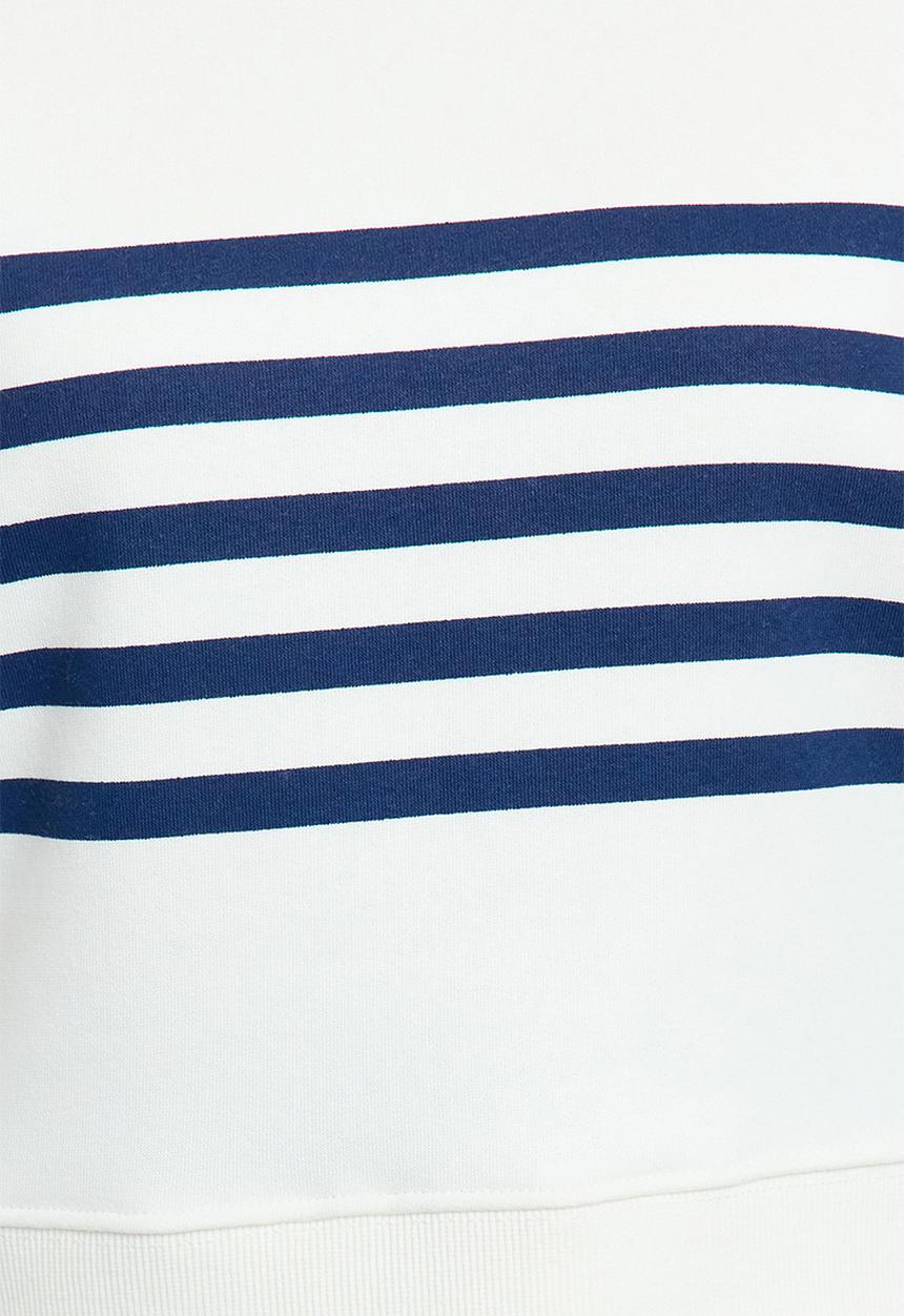 Trendyol - Ecru striped regular pattern knitted sweatshirt