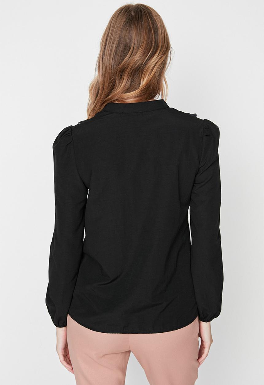Trendyol - Black lace cotton woven shirt