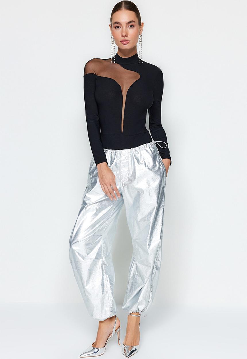Trendyol - Black transparent tulle bodysuit