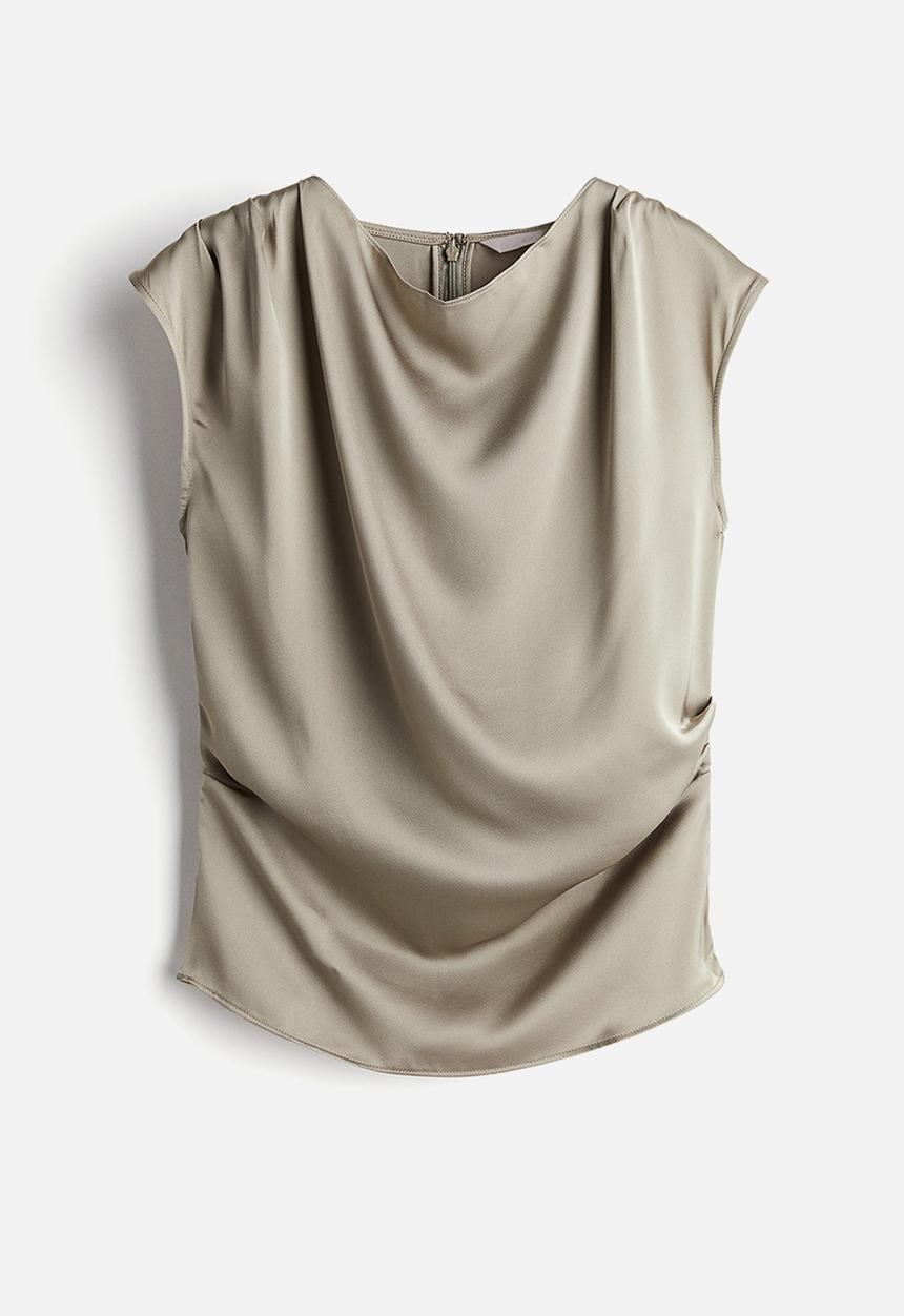 H&M - Draped satin top - greige