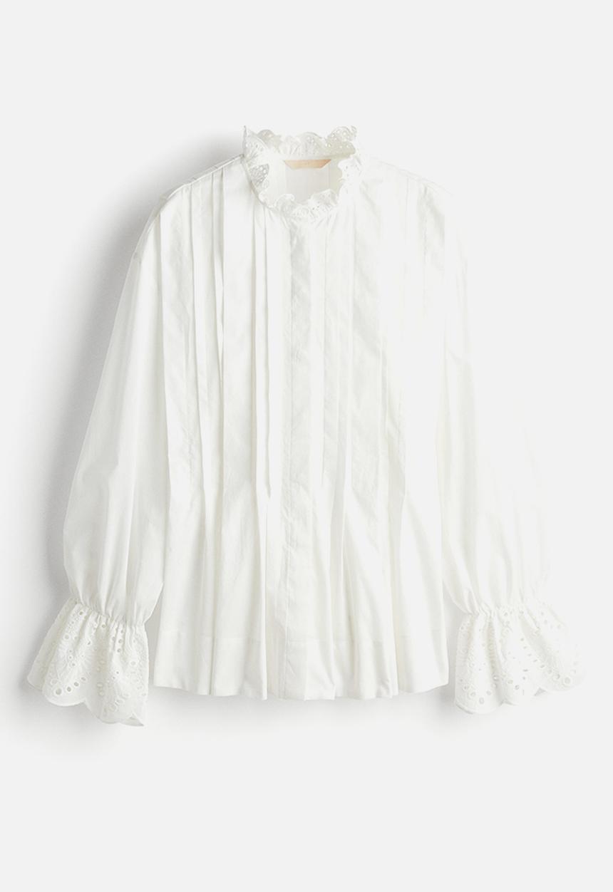 H&M - Pintuck cotton blouse - white