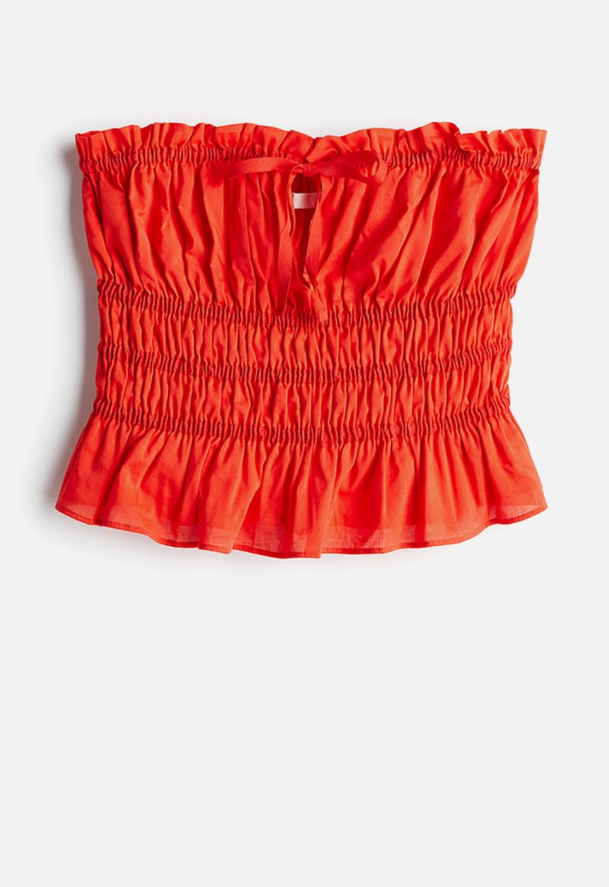 H&M - Smocked bandeau top - birght red