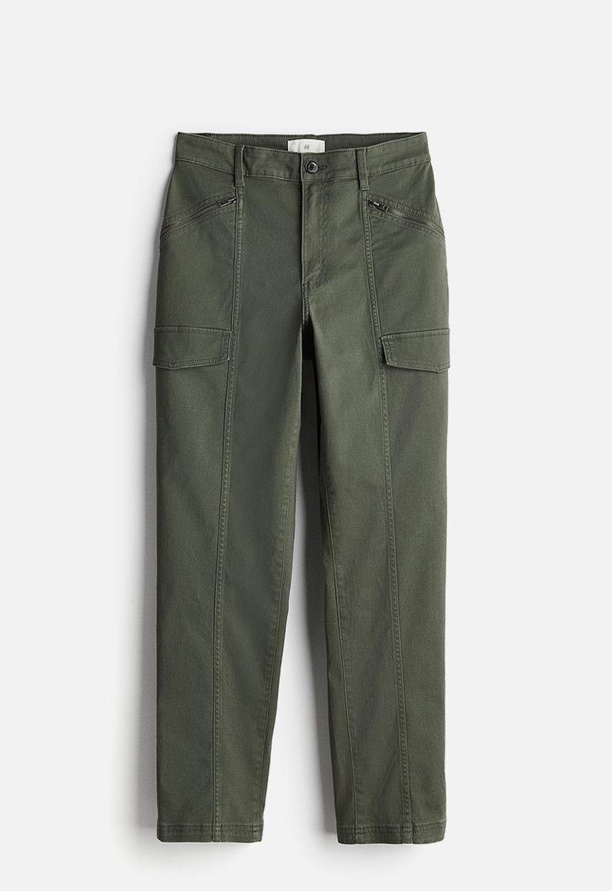 H&M - Slim cargo trousers - dark khaki green