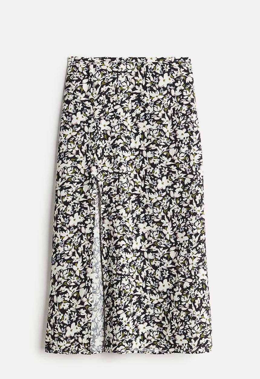 H&M - Crêpe skirt - black & white floral