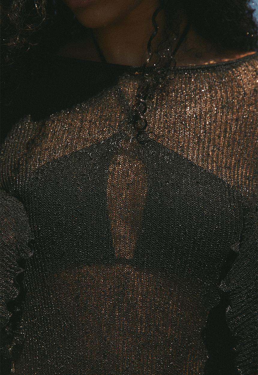 H&M - Deep-back knitted dress - black