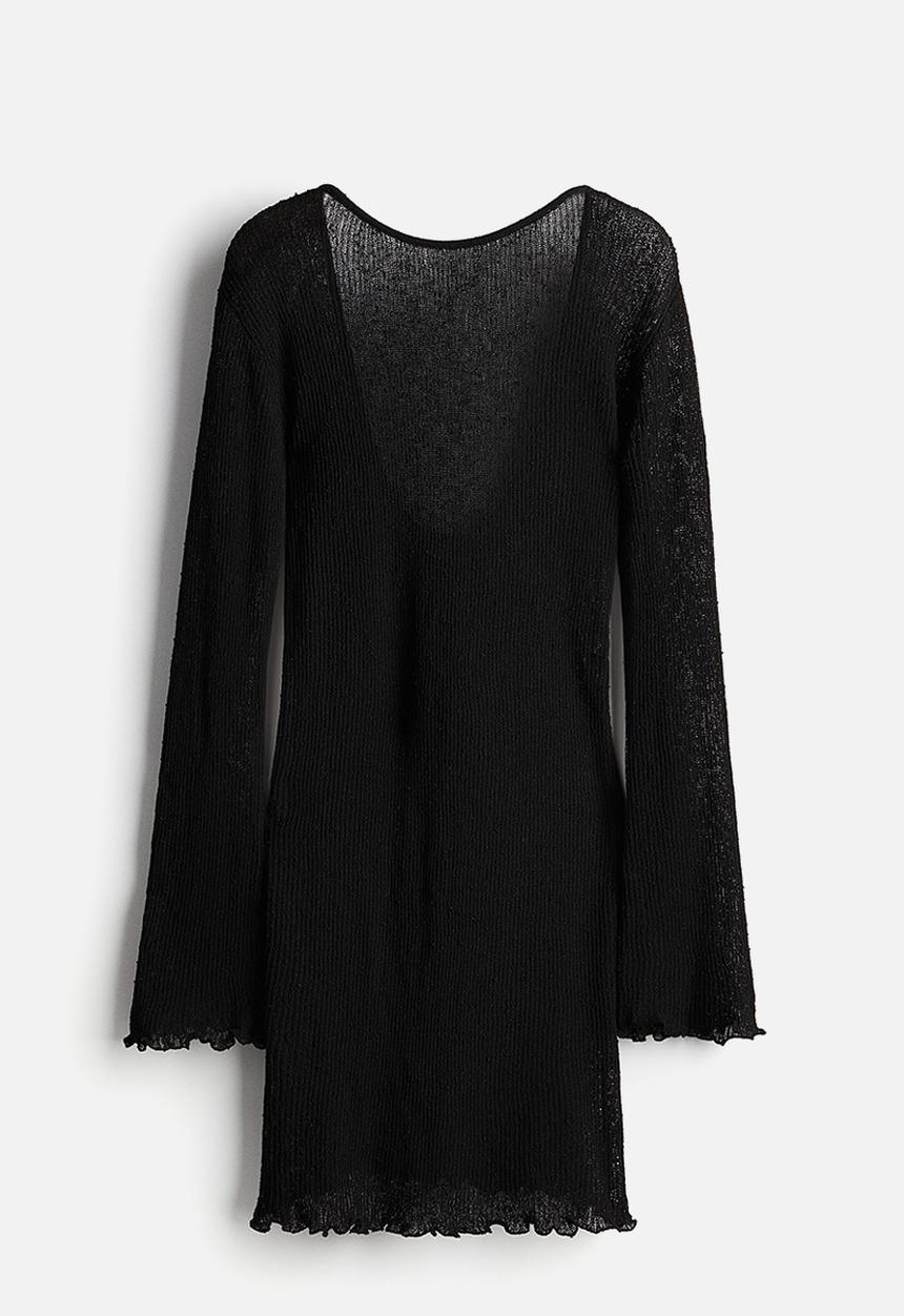 H&M - Deep-back knitted dress - black